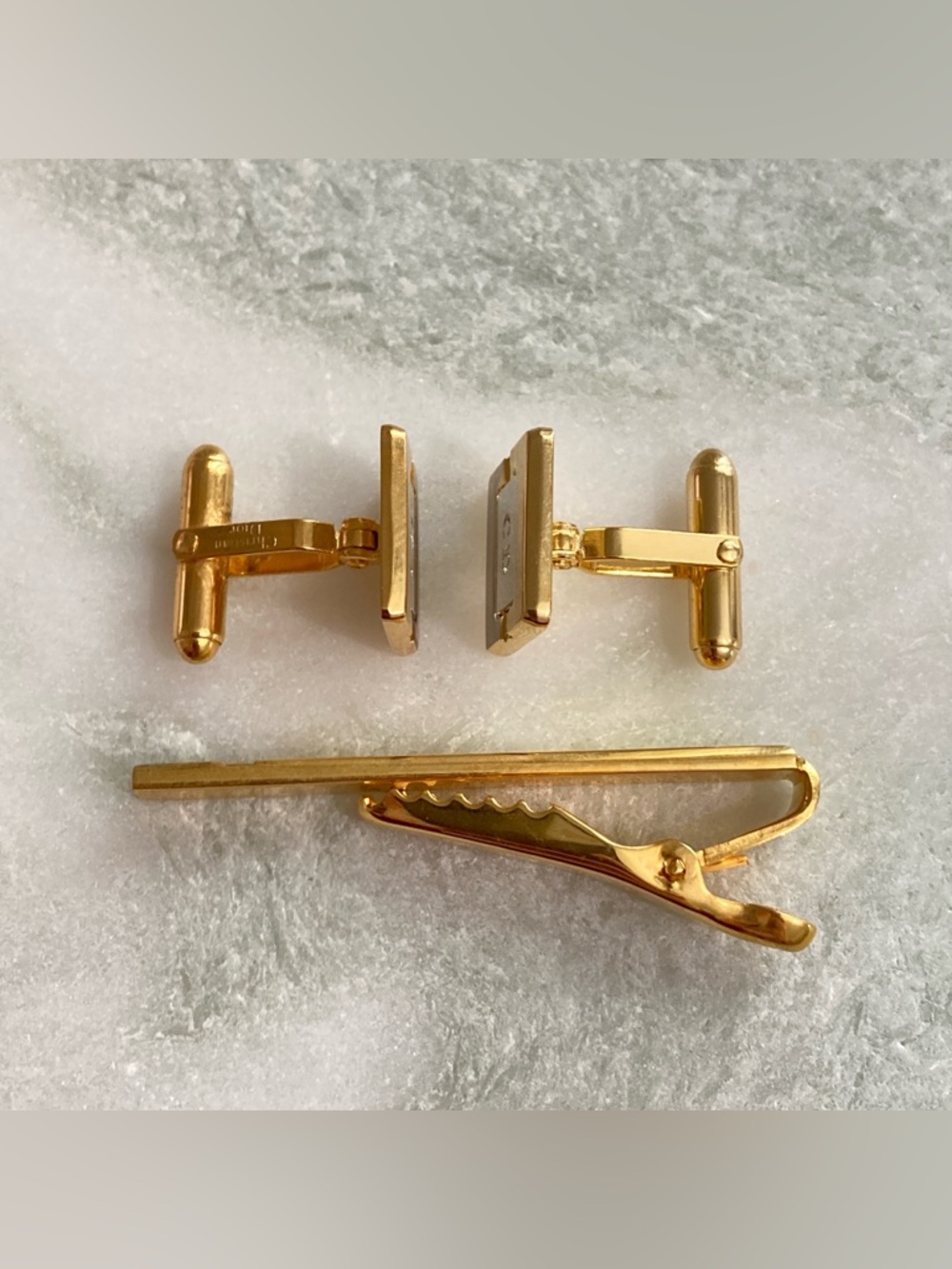 Vintage Dior Cuff Links & Tie Clip Set - Picture 4 of 8